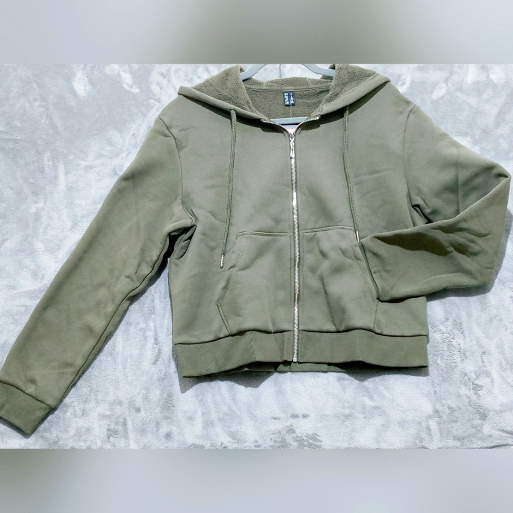 Olive Green full length Zip-Up Hoodie